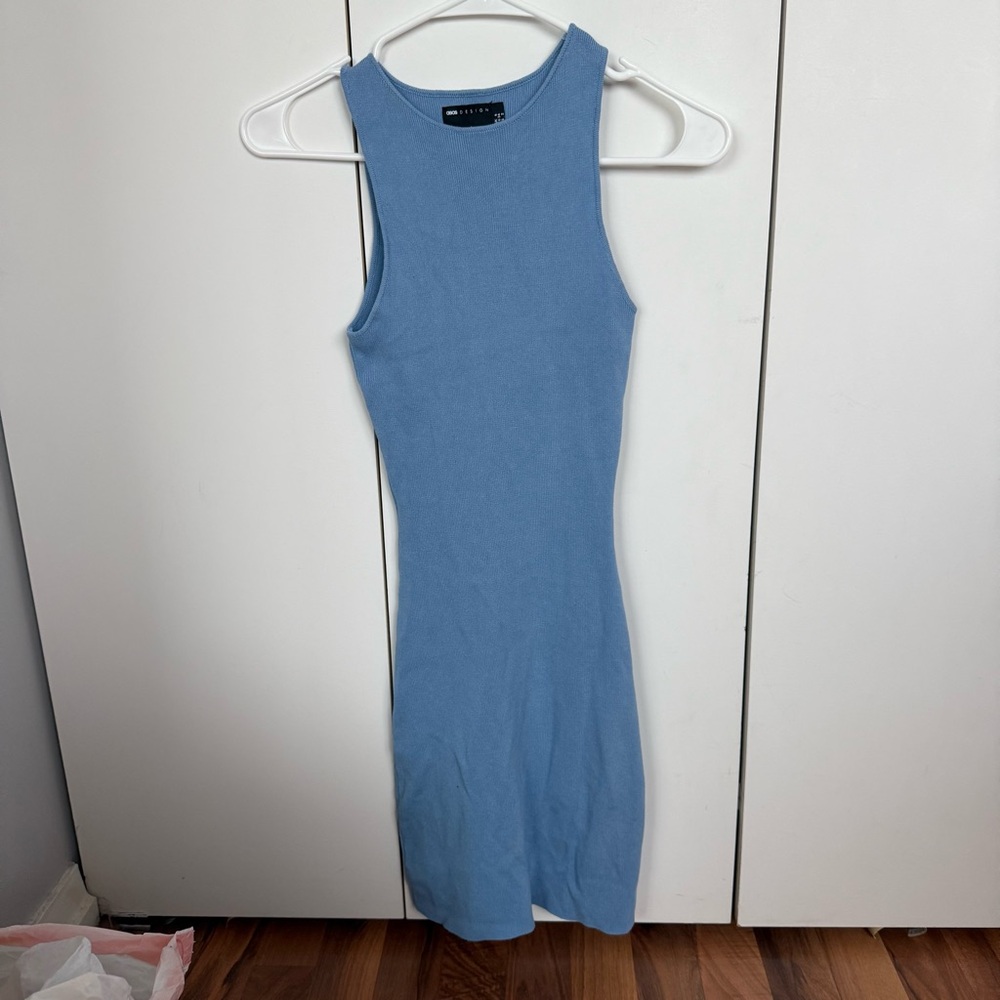 NWOT ASOS Light Blue Ribbed Mini Dress - Picture 3 of 5